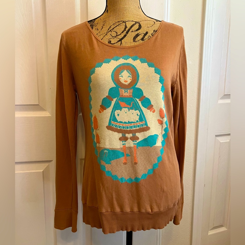 Blue Platypus Eskimo tan light brown long sleeved cotton tunic huskies Alaska
